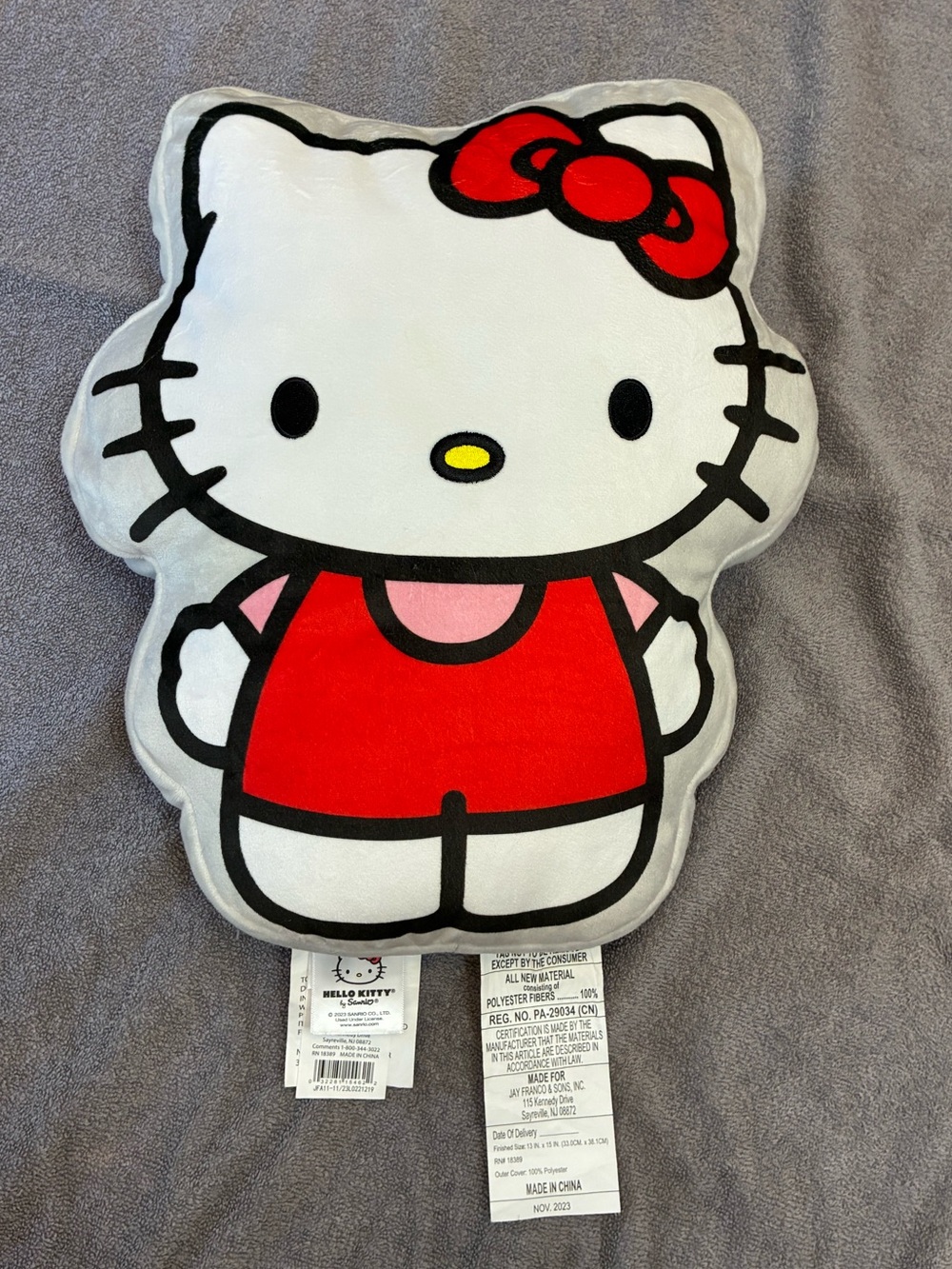 Hello Kitty White Plush with Red Outfit and Bow pillow